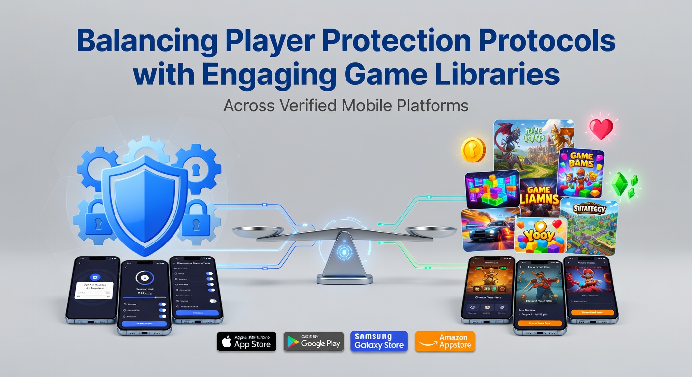 Mobiele gokapp met beschermingsfuncties en diverse spellen op een smartphone scherm